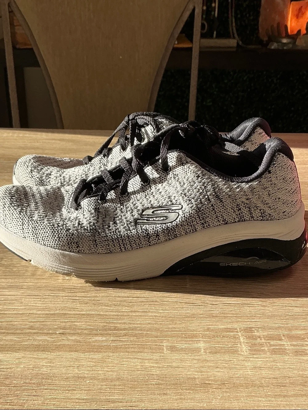 Skechers Women's Gray and Black Knit Slip-On Walking Sneakers